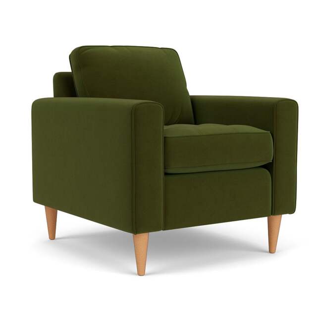 Armchair - Forest Green - Matt Velvet - Saxon - The Cotswold Company - image 1