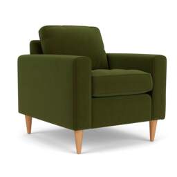 Armchair - Forest Green - Matt Velvet - Saxon - The Cotswold Company