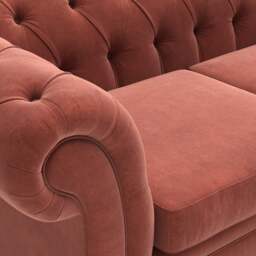 3 Seater Sofa - Brick - Matt Velvet - Harris Chesterfield - The Cotswold Company - thumbnail 4
