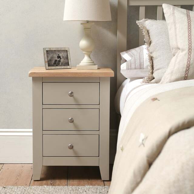 3 Drawer Bedside Table - Chester Limestone - The Cotswold Company - image 1
