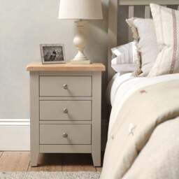 3 Drawer Bedside Table - Chester Limestone - The Cotswold Company - thumbnail 1