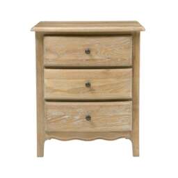 3 Drawer Bedside Table - Camille Limewash Oak - The Cotswold Company - thumbnail 3