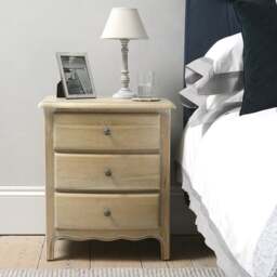 3 Drawer Bedside Table - Camille Limewash Oak - The Cotswold Company