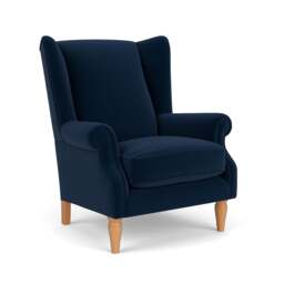 Armchair - Deep blue - Matt Velvet - Alice - The Cotswold Company - thumbnail 1