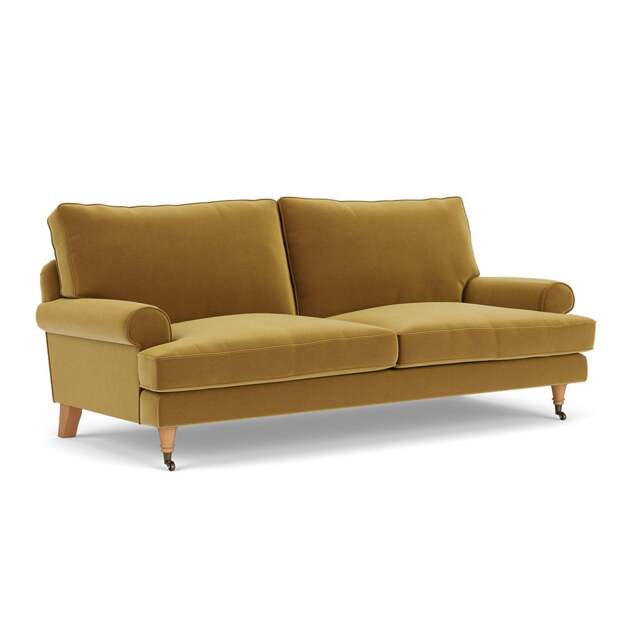 3 Seater Sofa - Mustard - Matt Velvet - Stewart - The Cotswold Company - image 1