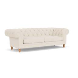 3 Seater Sofa - Cream - House Weave - Harris Chesterfield - The Cotswold Company - thumbnail 1