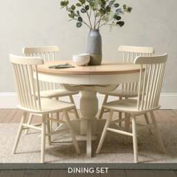Round Extending Dining Table and 4 Spindleback Chairs - Chester Classic Cream - The Cotswold Company