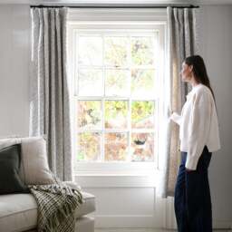 Curtain Pair - 167x274cm - Delmont Leaf Trail Natural - The Cotswold Company - thumbnail 2