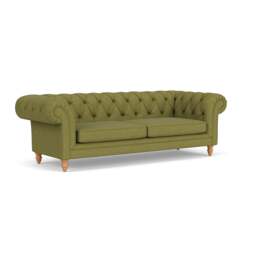 3 Seater Sofa - Apple - House Linen Mix - Harris Chesterfield - The Cotswold Company - thumbnail 1