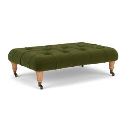 Foot Stool - Forest Green - Matt Velvet - Amelia Small - The Cotswold Company