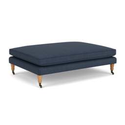 Foot Stool - Indigo - Luxury Italian Linen - Taylor - The Cotswold Company - thumbnail 1
