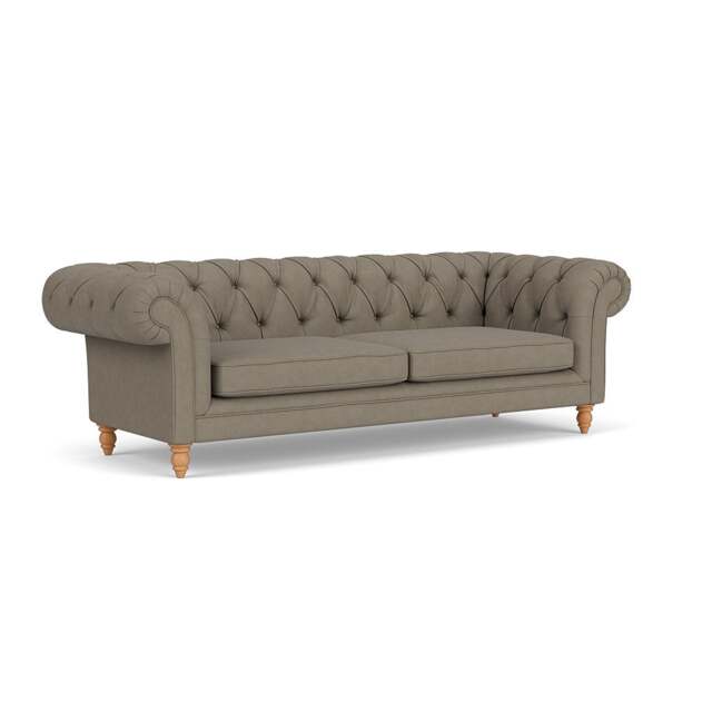3 Seater Sofa - Mid Grey - House Linen Mix - Harris Chesterfield - The Cotswold Company - image 1