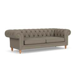 3 Seater Sofa - Mid Grey - House Linen Mix - Harris Chesterfield - The Cotswold Company - thumbnail 1