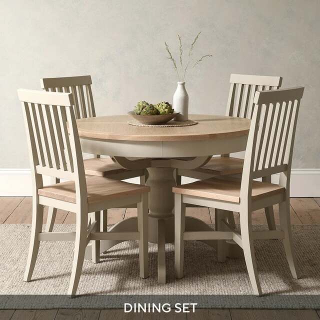 4 - 6 Seater Dining Table and 4 Dining Chairs Set - Chester Limestone - The Cotswold Company - image 1