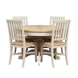 4 - 6 Seater Dining Table and 4 Dining Chairs Set - Chester Limestone - The Cotswold Company - thumbnail 2