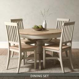 4 - 6 Seater Dining Table and 4 Dining Chairs Set - Chester Limestone - The Cotswold Company - thumbnail 1