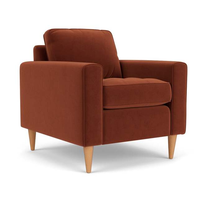 Armchair - Brick - Matt Velvet - Saxon - The Cotswold Company - image 1