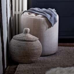 Ashley Buttoned Stool - Stone Linen - Sherborne - The Cotswold Company - thumbnail 3