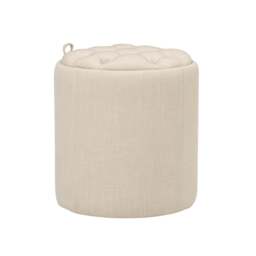 Ashley Buttoned Stool - Stone Linen - Sherborne - The Cotswold Company - thumbnail 2