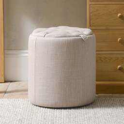 Ashley Buttoned Stool - Stone Linen - Sherborne - The Cotswold Company - thumbnail 1