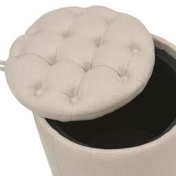 Ashley Buttoned Stool - Stone Linen - Sherborne - The Cotswold Company - thumbnail 5