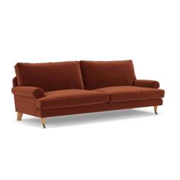 4 Seater Sofa - Brick - Matt Velvet - Stewart - The Cotswold Company