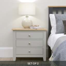 Set of 2 Jumbo Bedside Tables - Chester Dove Grey - The Cotswold Company - thumbnail 1