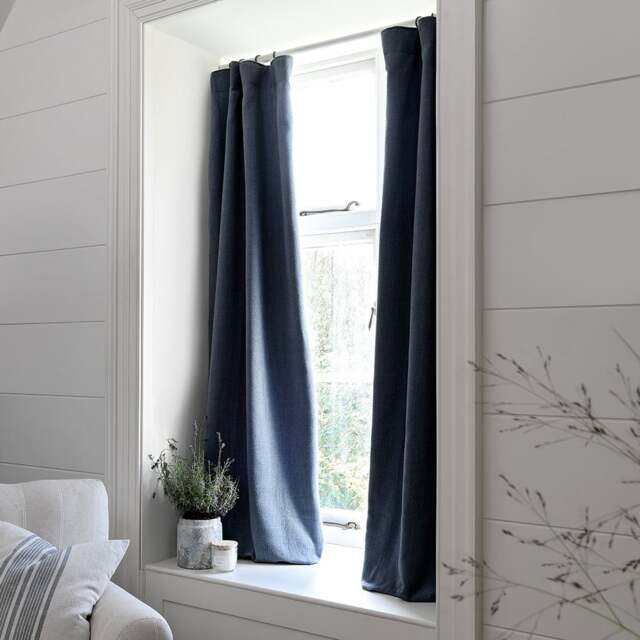 Curtain Pair - 228x274cm - Marling Linen Mix Ink - The Cotswold Company - image 1