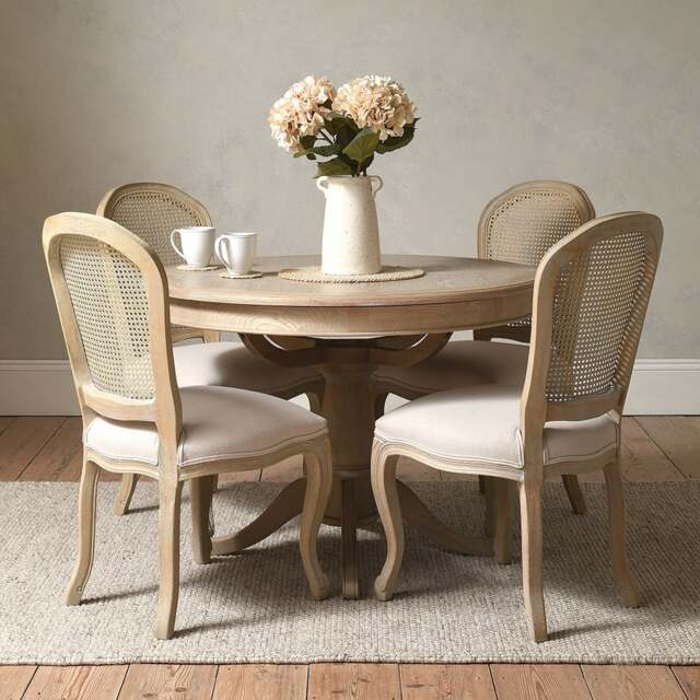 Camille Limewash Oak 4 - 6 Seater Extending Round Dining Table - The Cotswold Company - image 1