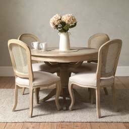 Camille Limewash Oak 4 - 6 Seater Extending Round Dining Table - The Cotswold Company