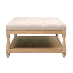 Clover Rectangular Coffee Table with Shelf- Stone Linen - The Cotswold Company - thumbnail 4