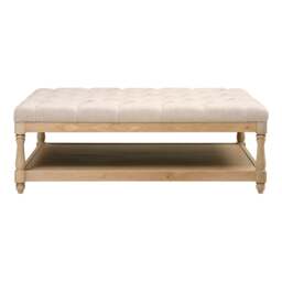 Clover Rectangular Coffee Table with Shelf- Stone Linen - The Cotswold Company - thumbnail 3