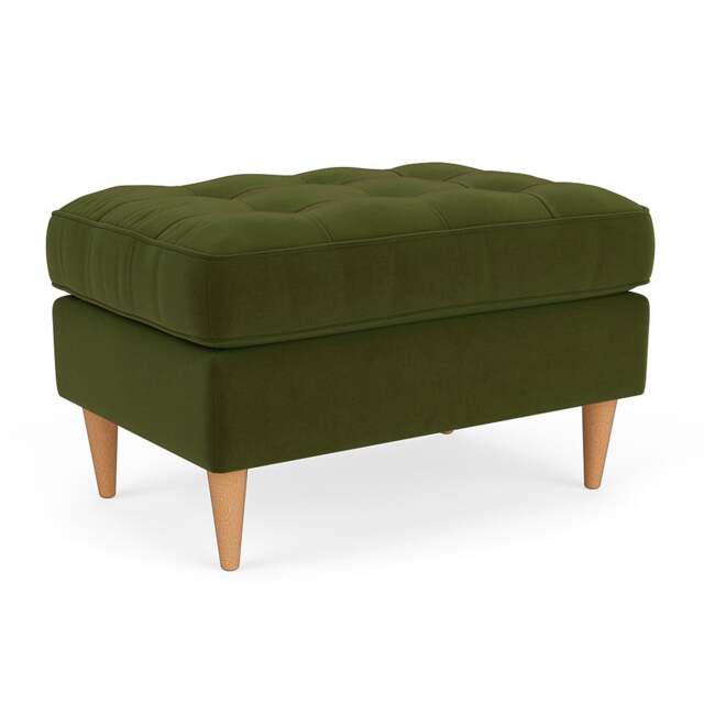 Foot Stool - Forest Green - Matt Velvet - Saxon Small - The Cotswold Company - image 1