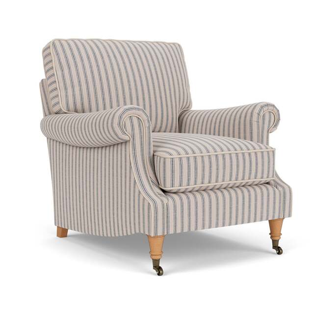Armchair - Indigo - Kingham Stripe - Taylor High Back - The Cotswold Company - image 1
