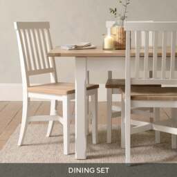 4 - 6 Seater Dining Table and 4 Dining Chairs Set - Chester Pure White - The Cotswold Company - thumbnail 1
