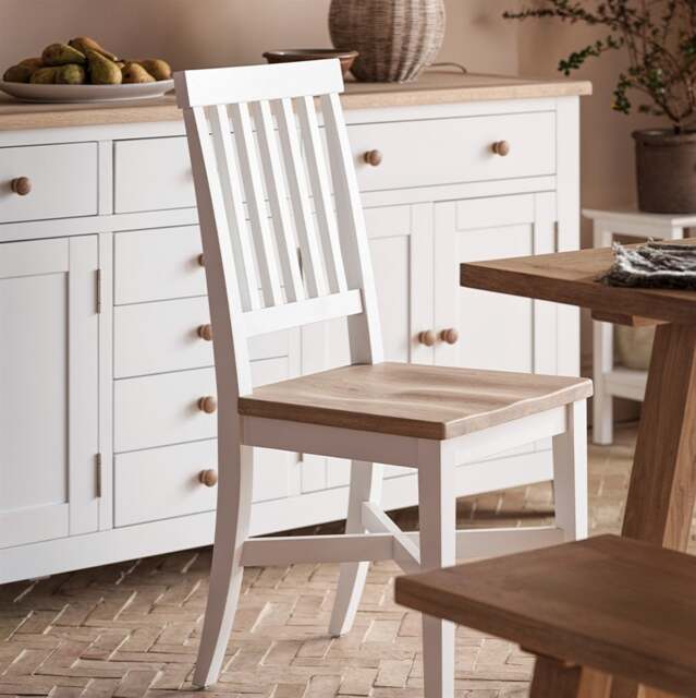 Wooden Seat Dining Chair - Chester Pure White - The Cotswold Company - image 1