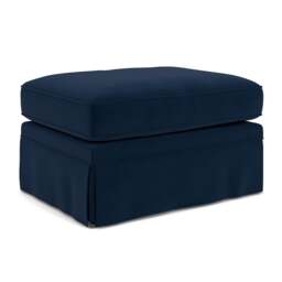 Foot Stool - Deep blue - Matt Velvet - Dawson Small - The Cotswold Company