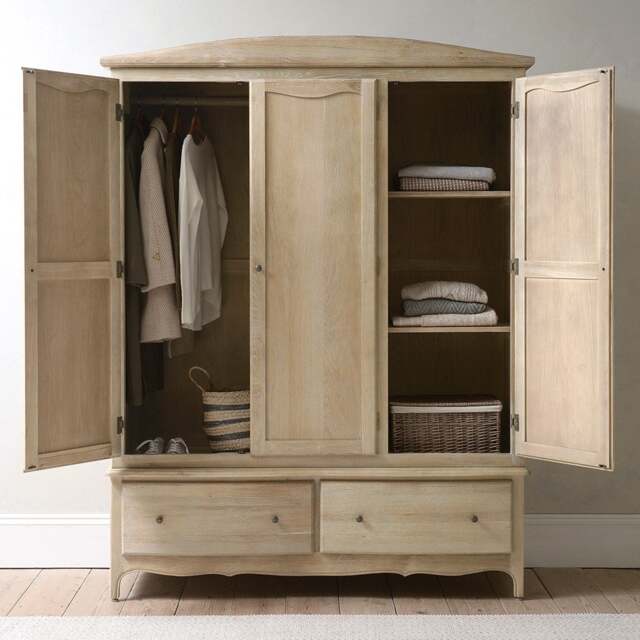 Camille Limewash Oak Triple Wardrobe - The Cotswold Company - image 1