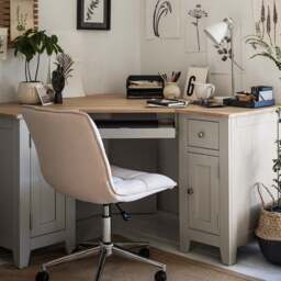 Corner Desk - Chester Dove Grey - The Cotswold Company