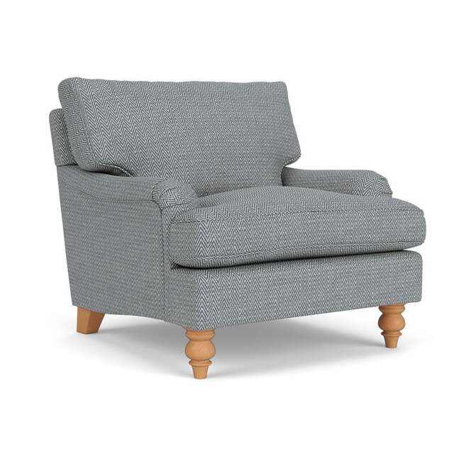 Armchair - Navy - Herringbone Weave - Morris - The Cotswold Company - image 1
