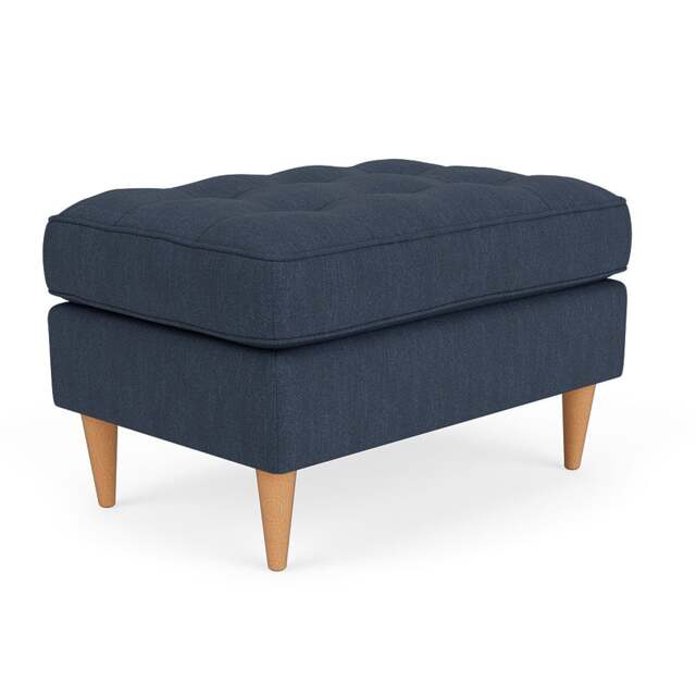 Foot Stool - Indigo - Luxury Italian Linen - Saxon Small - The Cotswold Company - image 1