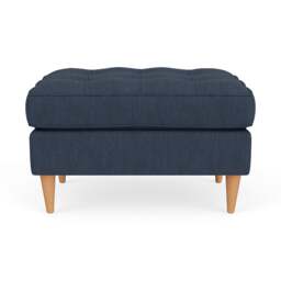 Foot Stool - Indigo - Luxury Italian Linen - Saxon Small - The Cotswold Company - thumbnail 2