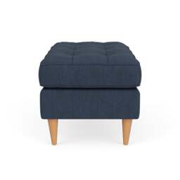 Foot Stool - Indigo - Luxury Italian Linen - Saxon Small - The Cotswold Company - thumbnail 3