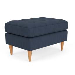 Foot Stool - Indigo - Luxury Italian Linen - Saxon Small - The Cotswold Company