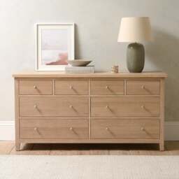 Inglesham Whitewash Oak 8 Drawer Wide Chest - The Cotswold Company