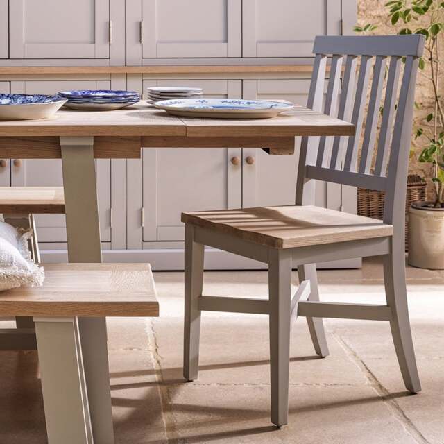 Wooden Seat Dining Chair - Chester Dove Grey - The Cotswold Company - image 1