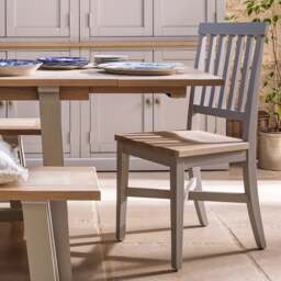 Wooden Seat Dining Chair - Chester Dove Grey - The Cotswold Company