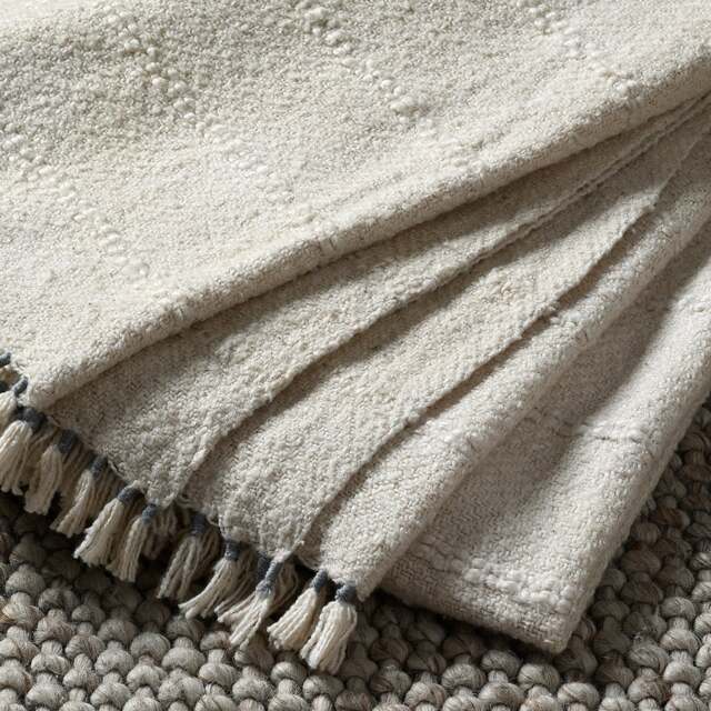 Tassel Detail Throw Pale Blue - Home Accessories - The Cotswold Company - image 1
