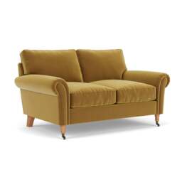 2 Seater Sofa - Mustard - Matt Velvet - Osbourne - The Cotswold Company - thumbnail 1