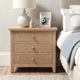 Jumbo Bedside Table - Inglesham Whitewash Oak - The Cotswold Company - thumbnail 2